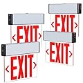 LED Edge Lit Exit Sign Aluminum Housing AC 120-347V Emergency Exit Light with Battery Backup Single Sided Acrylic Clear Panel Commercial Exit Signs, Top/Side/Wall Mount, UL Certified (4 Pack, Red)