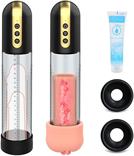 Electric Vacuum Penis Pump for Men - Cock Enlarger with Pocket Vagina & 4 Suction Intensities, High-Vacuum Air Pressure Penis Enlargement Extend Pump for Men Bigger Stronger Harder Erection