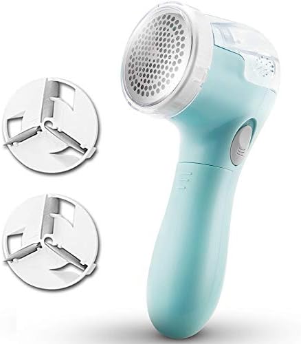 Feeke Fabric Shaver - Lint Shaver Electric Sweater Shaver Lint Remover, Battery Operated - Fuzz, Pill, Lint Remover for Clothes, Legging, Sofa, Curtain, Socks - with 2 Extra Blades, Light Blue