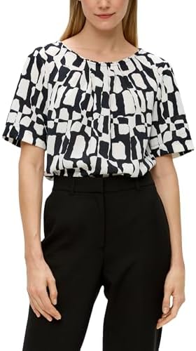 s.Oliver BLACK LABEL Gemusterte Bluse mit Falten-Details schwarz 36