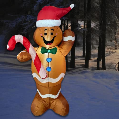 4E's Novelty Aufblasbarer Lebkuchenmann, Weihnachtsdekoration für Party, Innenbereich, Außenbereich, Hof, Garten, Rasen Cover