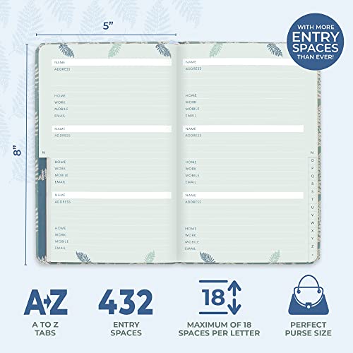 Boxclever Press Address Book with Alphabetical Tabs. Stunning Address Books for Women with 432 Entry Spaces!! Address Book with Tabs, Pocket & Change of Address Labels. 5 x 8’’ (Small - Leaf) - Thumbnail 2