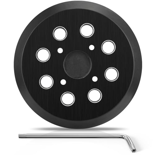 Gnellkoor 1 Pack 5 8 Hole Replacement Sander Pad Compatible with Milwaukee 6021-21 6034-21 2648-20 2648-21 Orbital Sander Hook and Loop Replacement Part #51-36-7100 (4 Screw Holes Sander Pads)