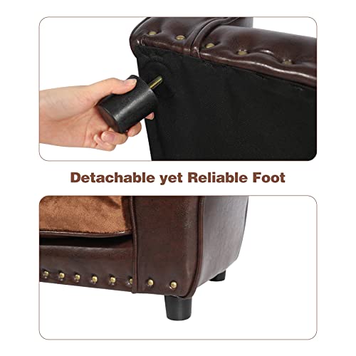 Stonehomy Pet Sofa Bed For Small Dog And Cats, Leather/Linen Dog Couch Bed With Removable Washable Cover & Stable Wooden Fame, Easy To Assemble #TOP4