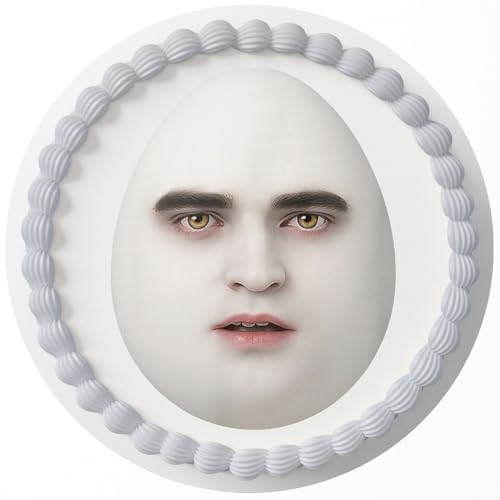 Eggward Inspired Twilight Inspired Edible Cake Topper 7.5" Round | Vampire Face Birthday Cake Decoration | Sugar Frosting Sheet