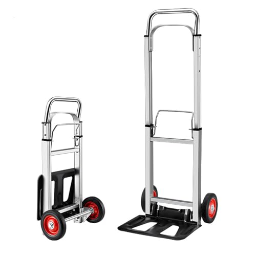 Carretilla de mano plegable, carrito resistente con ruedas para mudanza, transporte, compras, comestibles, uso doméstico y de oficina