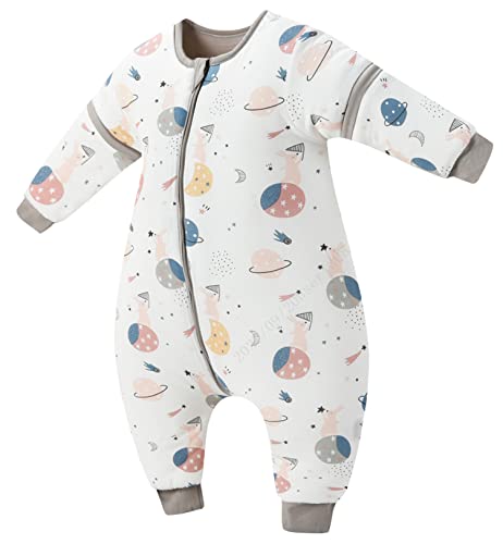 ChicSky - Saco de dormir para bebés y niños pequeños con piernas y manga larga de 100 % algodón desmontable, de 24 a 48 meses