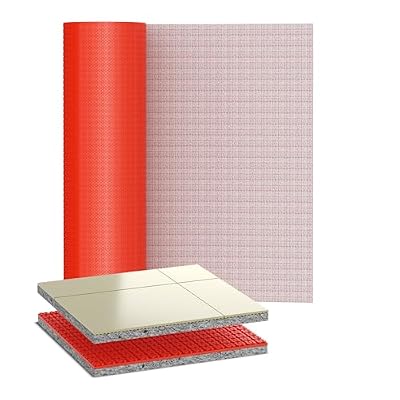 Houseables Uncoupling Membrane 1/8" Thick, 3.3 ft x 16.4 ft / 54.5 Square Feet, Underlayment for Laminate Flooring, Orange, Polyurethane, Wood, Vinyl, Waterproofing, Vapor Barrier, Crack Isolation