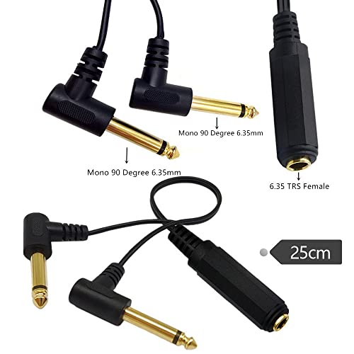 SHANFEILU 6.35 mm Cable Splitter 1/4 inch Female TRS Stereo to Dual 2x6.35mm 1/4 Inch TS Mono Male Gold Plated 90 Degree Right Angle Y Splitter Audio Mixer Cable 25cm - Image 3