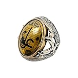 Esmawish Islamic Shia Ayn Ali Amulet Powerful Hematite Hadeed Sini 925 Silver Ring Mount Taweez,Ein Ali,Hz Ali Zulfiqar sword Ring (11.5)
