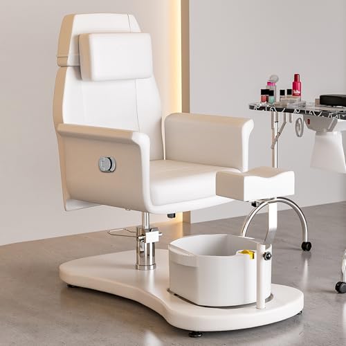 VARONXE Pedicure Chair for Nail Tech No Plumbing, Portable Pedicure Station for Foot Spa w/Pedicure Stand and Massage Foot Bath, Professional Gel Jelly Pedicure Chairs, White