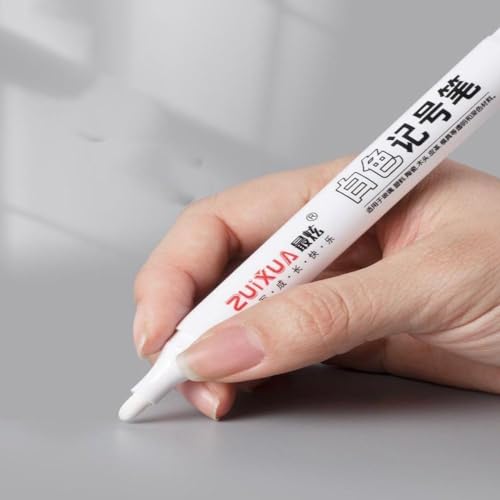 Image of White Permanent Marker Pens Set Oily based Work on tire /plastic /metal /paper /glass /cloth surface Waterproof School supplies Stationery Art brush pen Pack of (5)