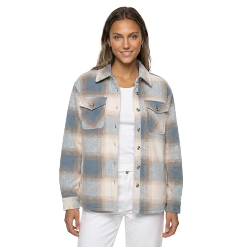 Amazon.com: Sage Collective Plaid Sherpa-Lined Shirt Jacket