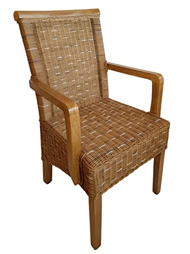 kreatives Wohnen Esszimmer-Stuhl mit Armlehnen Rattanstuhl braun Perth...