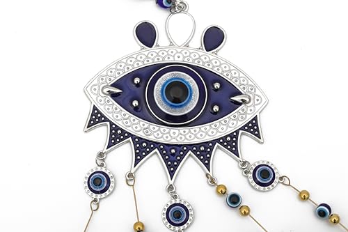 Image of 17.3 inch Gothic Evil Eye Wind Chimes - Weather-Coated Metal Witch Bells for Door Protection - Vintage Copper Finish Spooky Halloween Decor for Garden, Porch & Backpack - Spiritual Gift