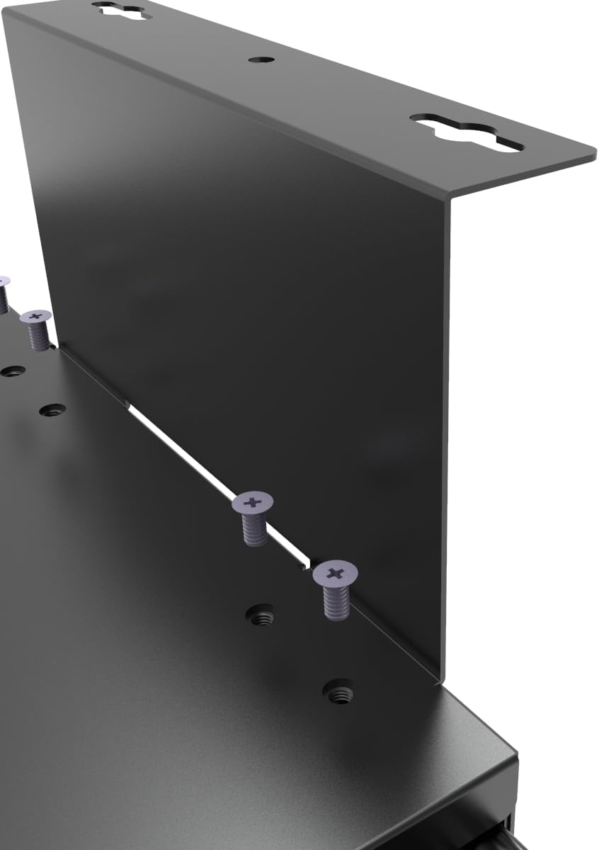 Under Desk Lockable Sliding Out Drawer with Cable Management, 17 inch Wide Office Storage Organizer for Standing Desks or tables with a Crossbar less than 3.2" High, 12 Inch Deep