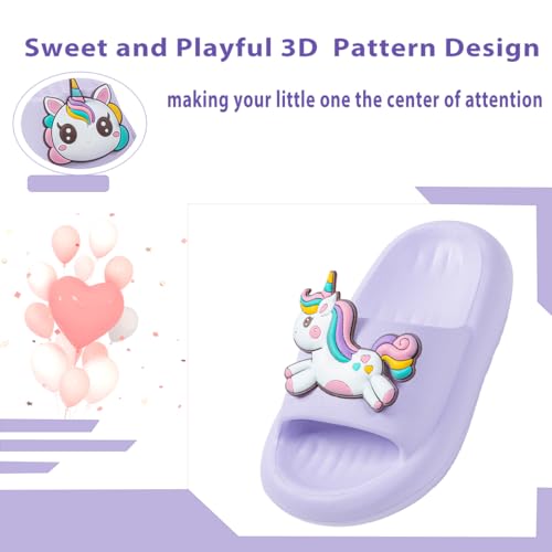 Image of Girls Cloud Bow Slide & Shower Slippers - Non-Slip Slip-On Kids Beach Pool Indoor Outdoor Shoes
