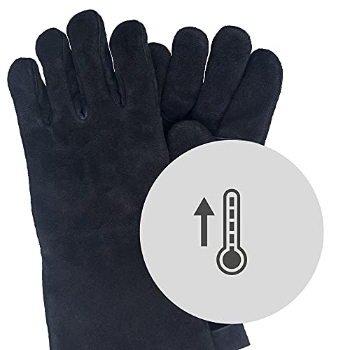 WMF BBQ Grillhandschuhe 1 Paar, Leder, hitzebeständige Handschuhe, Ofenhandschuhe extra lang, praktische Größe (10/XL)