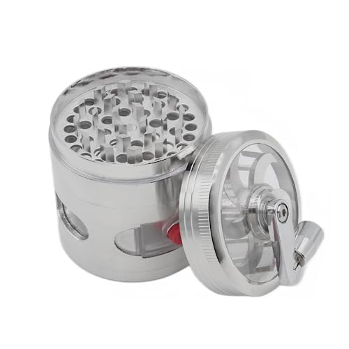 S.T. Sapidly 2.5 Inch Spice Grinder with Handle, Zinc Alloy Metal Silver Hand Crank Grinder With Transparent Top Cover for Grinding and Mixing Herbs & Spices, Easy Clean S.T. Sapidly 2.5 Inch Spice Grinder with Handle, Zinc Alloy Metal Silver Hand Crank Grinder With Transparent Top Cover for Grinding and Mixing Herbs & Spices, Easy Clean
