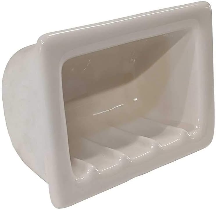 Recessed Shower Niche Porcelain 6X4 Perfect for Soap and or Foot Rest - Easy to Install (Almond Biscuit Glossy)