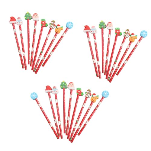 GARIOUANS 25個クリスマス筆 消しゴム付き カートゥーンデザイン 学生向け学