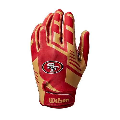 Wilson NFL Stretch Fit Football Gloves - Adult, San Francisco 49ers