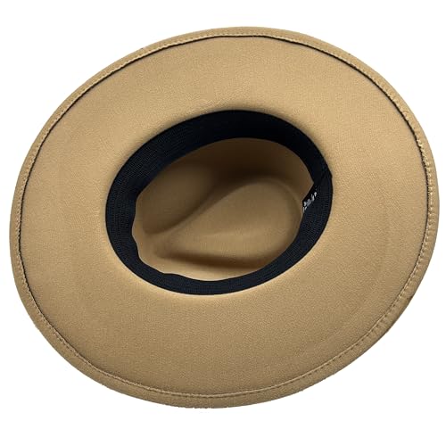 Image of Classic Wide Brim Fedora Hat for Women Man Floppy Panama Hat Western Felt Outdoor Hat with Band Sun Protection
