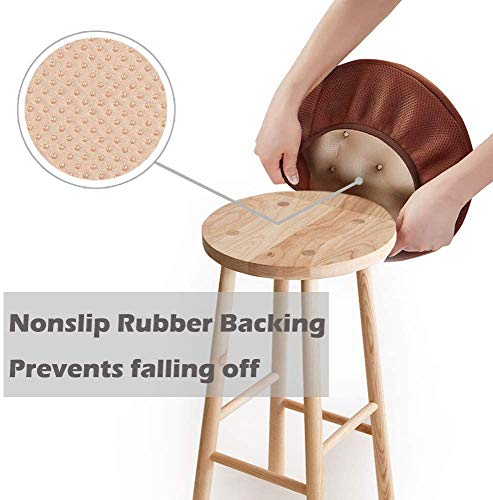 Big Hippo Bar Stool Round Cushion Cover,Memory Foam Nonslip Backing Seat Cover with Elastic Band 12inch Chair Cushion,Suitable for Kitchen,Wooden/Metal Breakfast Bistro Bar Stool-Brown