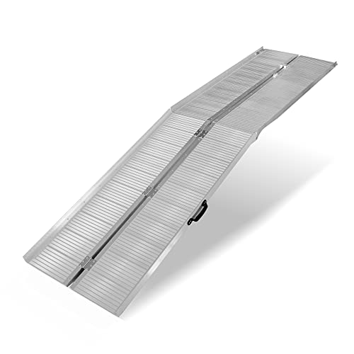 10' Wheelchair Ramp Portable Wheelchair, Add to Your Independence, 600 LBS Capacity, Folding Aluminum Alloy Ramp, Portable Handles & Anti-Slip Carpet, for Doorways, Stairs, Mobility Scooter, Porch