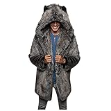 JSPOYOU 2021 Mens Faux Fur Jackets Coats Winter Warm Thick Wolf Cardigan Fall Fashion Luxurious Soft...