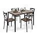 Dporticus 5-Piece Dining Set Industrial Style Wooden Kitchen Table and Chairs with Metal Legs- Espresso