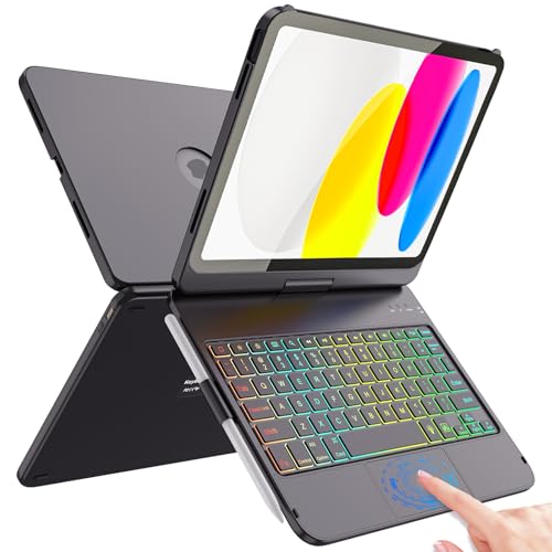 Tastatur Hülle für iPad A16 Hülle mit Tastatur iPad Hülle mit Tastatur 11 Hülle mit Tastatur für 10 & 11 Generation (2022/2025), mit Bluetooth Tastatur und Multi Touch Touchpad, 360° Drehbar, QWERTZ 1