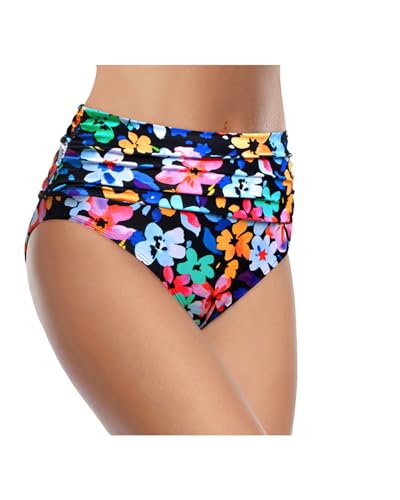 Image of Tempt Me Women's High Waisted Bikini Bottom Tummy Control Ruched Bathing Suit Swim Bottom