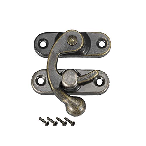 uxcell Antique Vintage Lock Clasp Left Latch Hook Hasp 32mm x 28mm Swing Arm Latch Plated Bronze, 50 pcs w Screws
