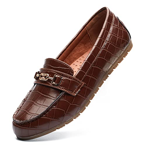 Deyashopin Women's Flats Shoes Leisure Slip On Comfort Boat Shoes Pu(Chocolate-10W) #TOP22