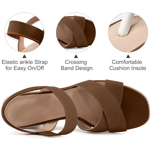 Ablanczoom Espadrilles Wedge Sandals for Women: Dressy Open Toe Ankle Strap Wedges Heels for Womens Comfortable Platform Sandal for Summer Casual Vacation Travel Work4