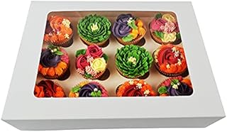 ZEEST 12 Hole Cupcake Boxes Pack of 10 Food Grade White Cupcake Box Made in Britain
