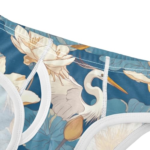 KLL Seamless Pattern Heron Bird Water Lily Boys Toddler Cotton Boxer Briefs Cute Children Panties4