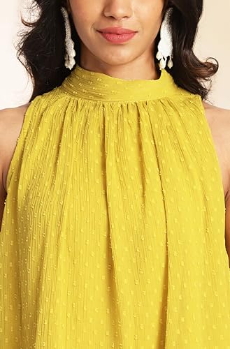 Image of Janasya Women's Chiffon Woven Design Gathered Co-Ord Set