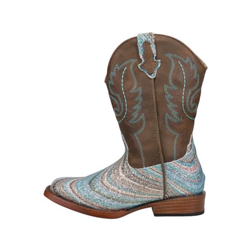 ROPER Kids Girls Glitter Swirl Ii Square Toe Casual Boots Mid Calf - Brown, Multi3