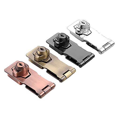 Image of 1pcs Zinc Alloy Hasp Latch Locks, 2.5 Inches, with 2 Keyed Hasp Latches Locking Knob, Drawer Lock Filing Cabinet Lock Closet Lock, Safety Hasp Lock, Black