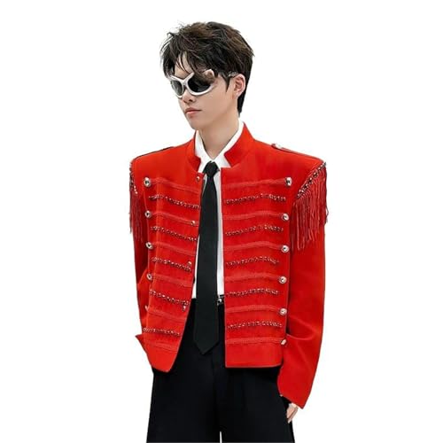 Veste courte pour homme à manches longues avec boutons métalliques stylés