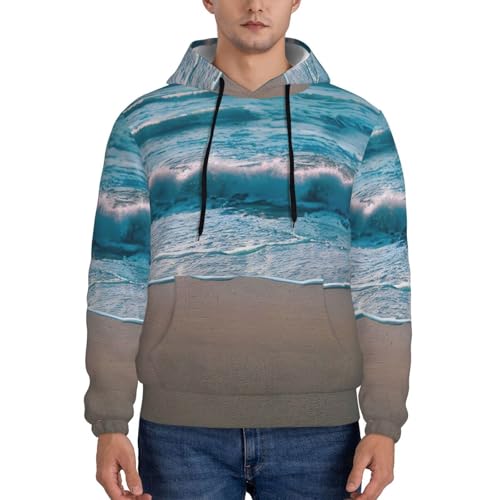 Sweat à capuche homme avec imprimé sable de mer transparent raffiné