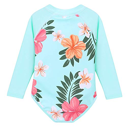 Girls One Piece Rashguard Swimwear Long Sleeve Swim Suit with Zipper UPF 50+ Sun Protection2