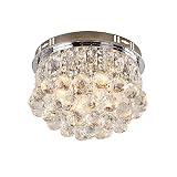 Zaqtan Chrome Flush Mount Crystal Chandelier with 4 Lights LED Modern Tiered Ceiling Light Fixture R