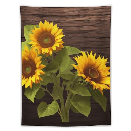 Tapisserie murale moderne grand format motif floral drap de lit jaune soleil