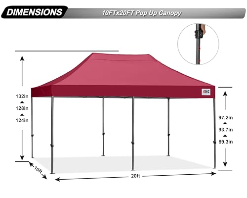 Image of ABCCANOPY Patio Pop Up Canopy Tent 10x20 Commercial-Series(Burgundy)