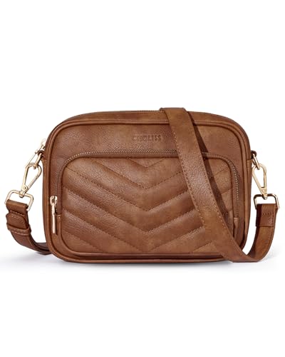 ICOLRAE Women's Small Quilted Crossbody Bag - Vegan Leather, Gold Chain Strap, Designer Phone Wallet Purse - View #8