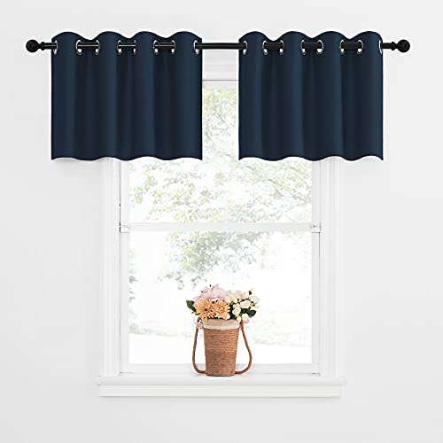 NICETOWN Kitchen Blackout Window Treatment Valances Thermal Insulated Home Decor Blackout Grommet Valance Curtains Drapes for Basement Bathroom, 29 W