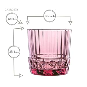 Bormioli Rocco America '20s Set Of 6 DOF Glasses, 12.5 Oz. Colored Crystal Glass, Lilac Rose, Made in Italy Bormioli Rocco America 20s Set Of 6 DOF Glasses 125 Oz Colored Crystal Glass Lilac Rose Made in Italy